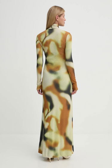 Kjole Nanushka Maxi Abstract Print Turtleneck Dress Beige | NW24FWDR32976, 2
