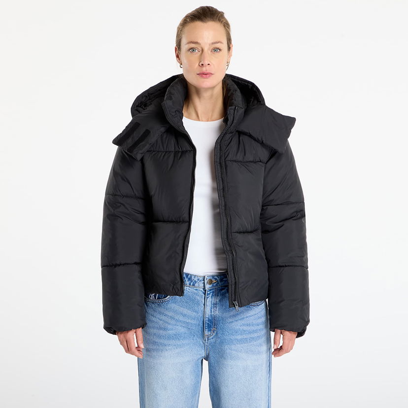 Puffer jakke Urban Classics Hooded Collar Puffer Jacket Sort | TB7797-00007