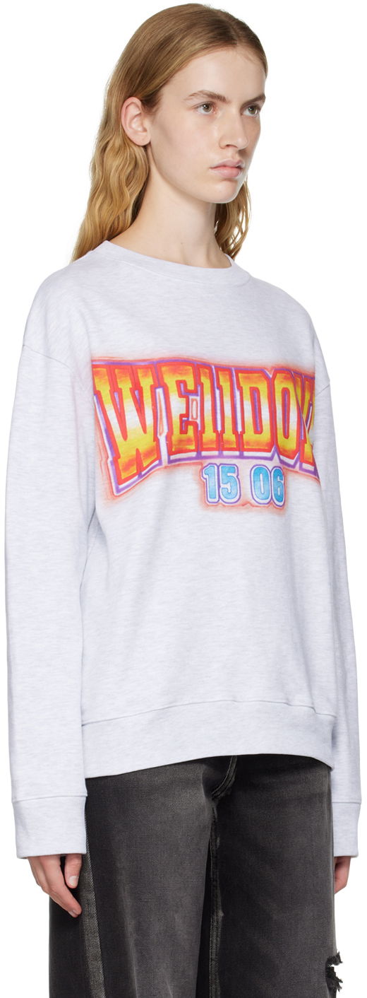 Sweater We11done We11done Crewneck Sweatshirt with Graphic Print Grå | WD-TS3-22-765-U-GY, 1