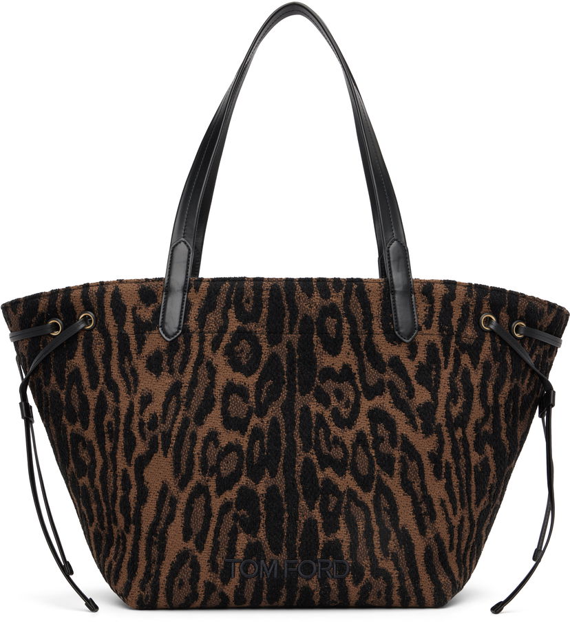 Mulepose Tom Ford Tom Ford Jacquard & Calfskin Large Tote Brun | L1876-TSY057G