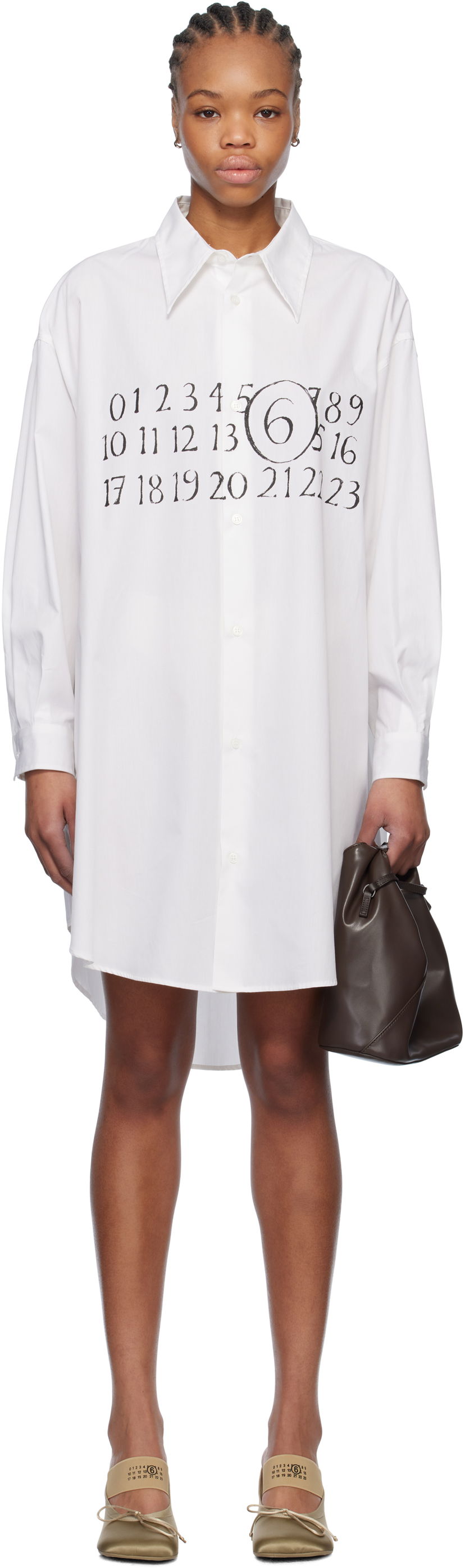 Skjorte Maison Margiela MM6 Maison Margiela Logo Poplin Shirt Minidress Hvid | S52CT0787 M35152