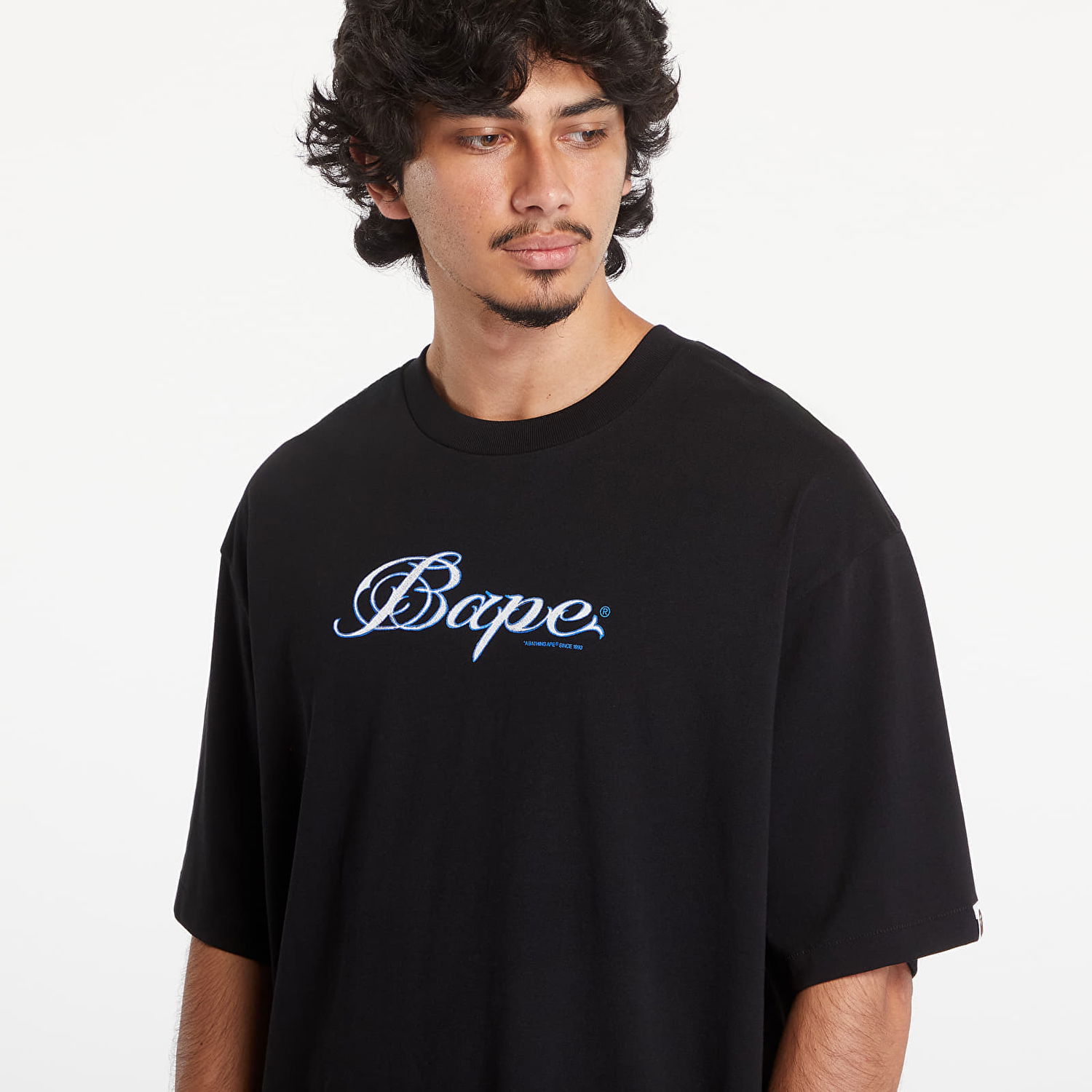 T-shirt BAPE A BATHING APE Logo Relaxed Fit Short Sleeve Tee Sort | 001TEK801316M BLK, 1