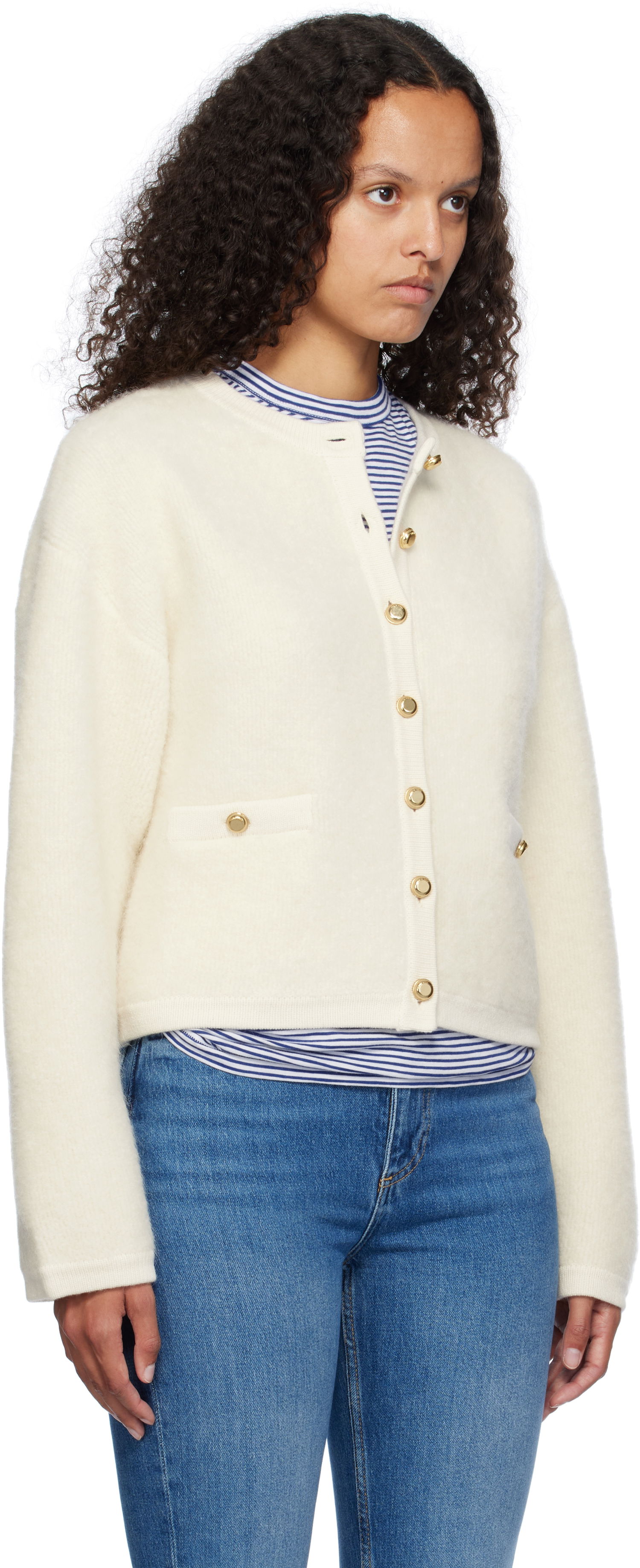 Sweater rag & bone rag & bone Kaia Boucle Cardigan Hvid | WAS24F047AA47, 1