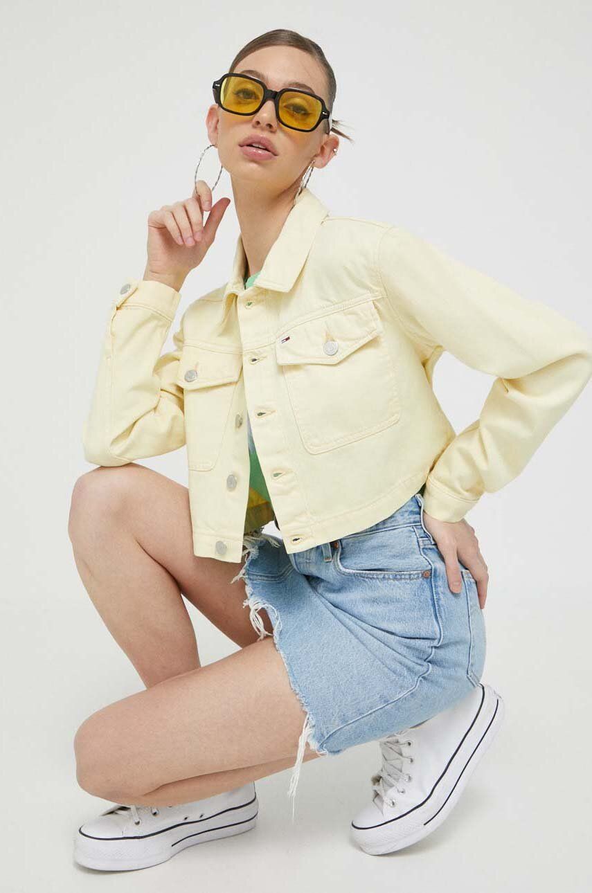 Jakke Tommy Hilfiger Cropped Denim Jacket Gul | DW0DW15666.PPYX, 0