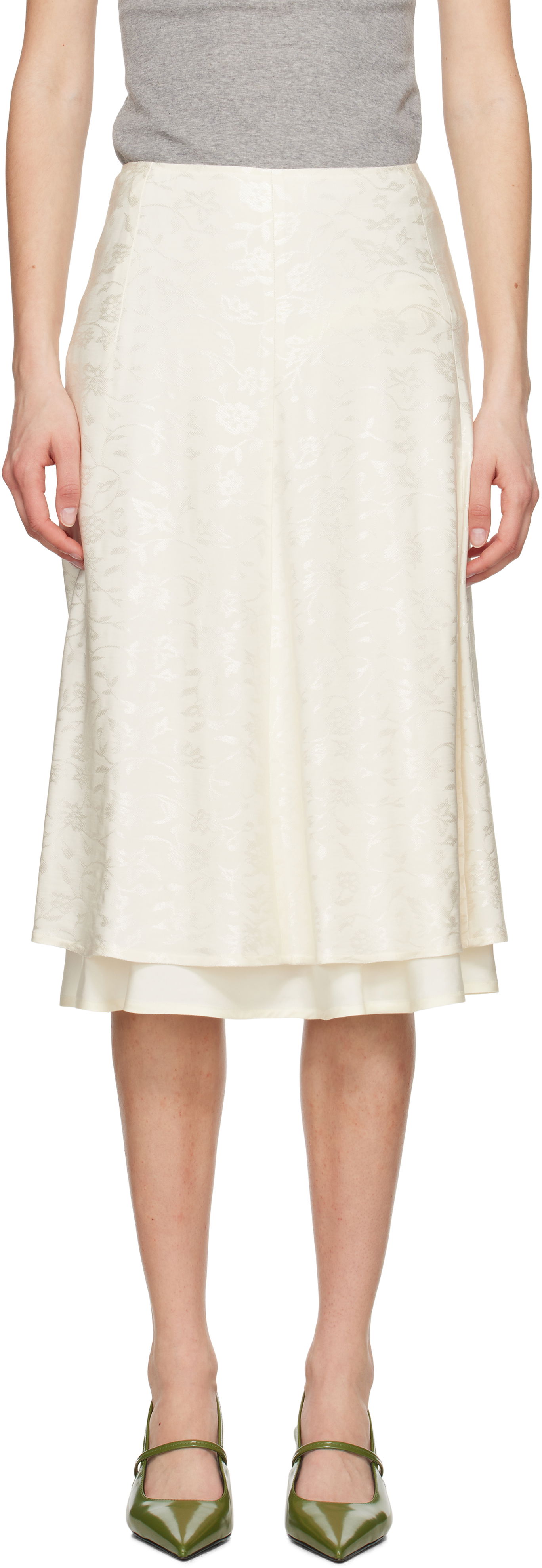 Nederdel Jil Sander Jil Sander A-Line Midi Skirt Hvid | J03MA0226_J20297, 0