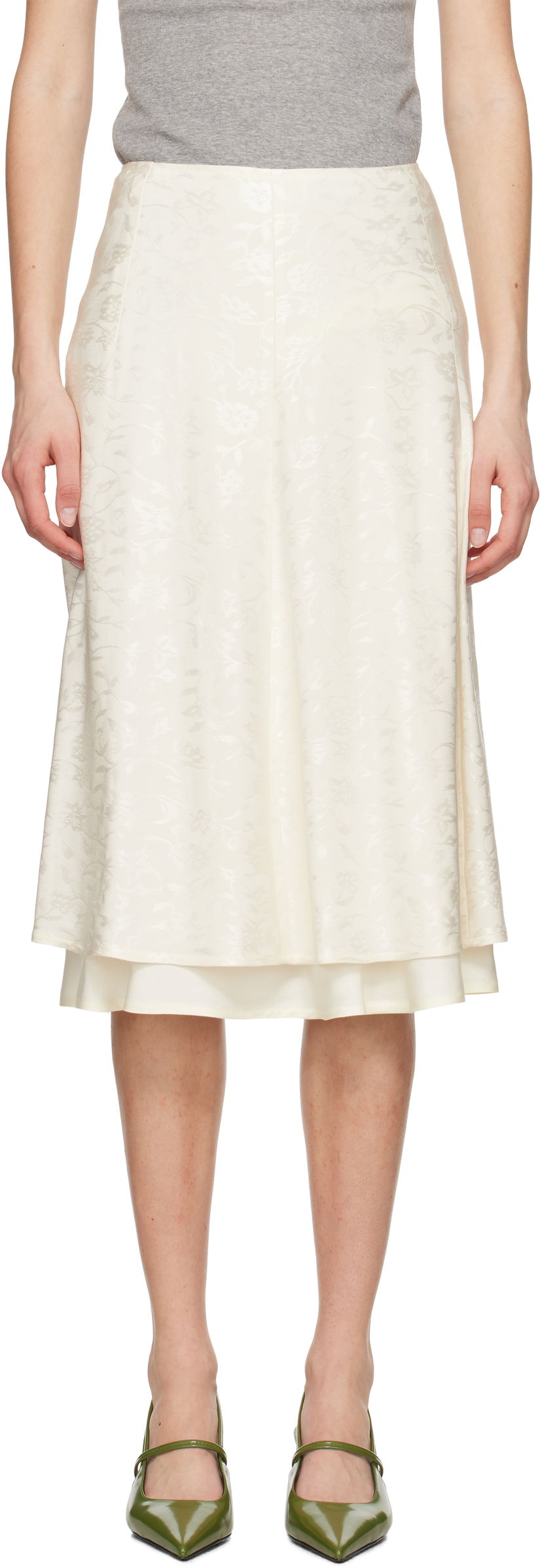 Nederdel Jil Sander Jil Sander A-Line Midi Skirt Hvid | J03MA0226_J20297