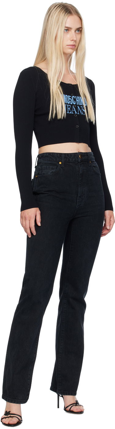 Sweater Moschino Jeans Ribbed Knit Cardigan Sort | 242K10927, 3