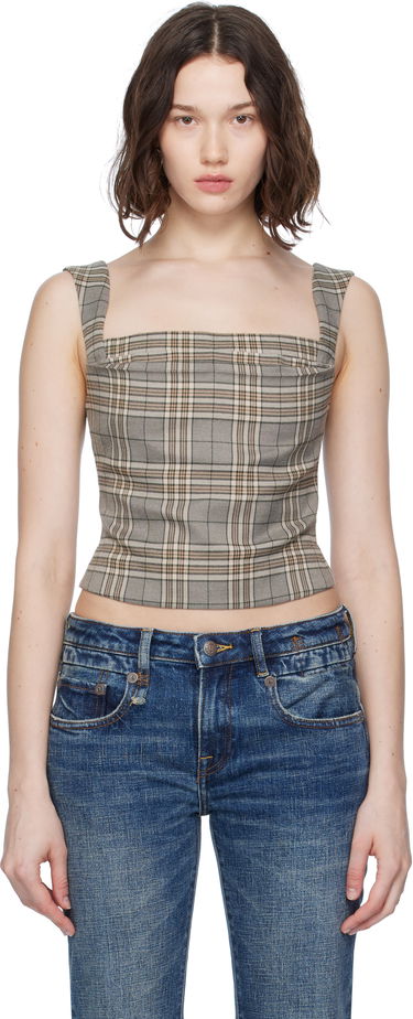 Tanktop Miaou Miaou Imogene Plaid Sleeveless Top Beige | 7023PLWPLD, 0