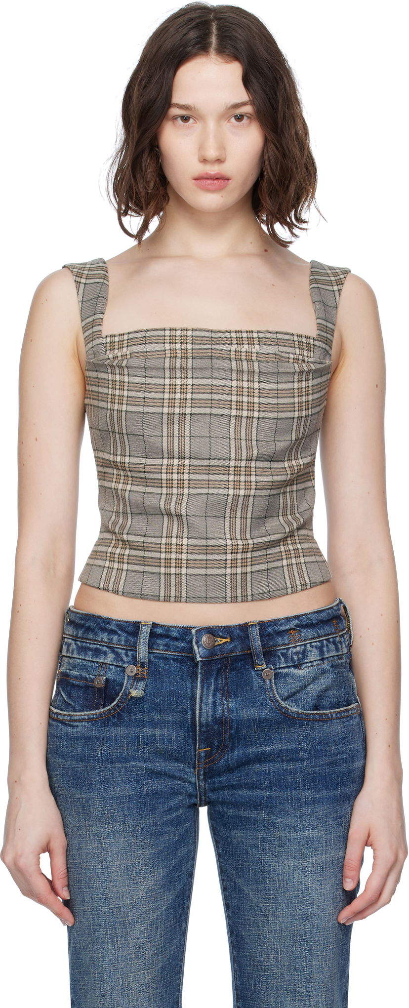 Tanktop Miaou Miaou Imogene Plaid Sleeveless Top Beige | 7023PLWPLD