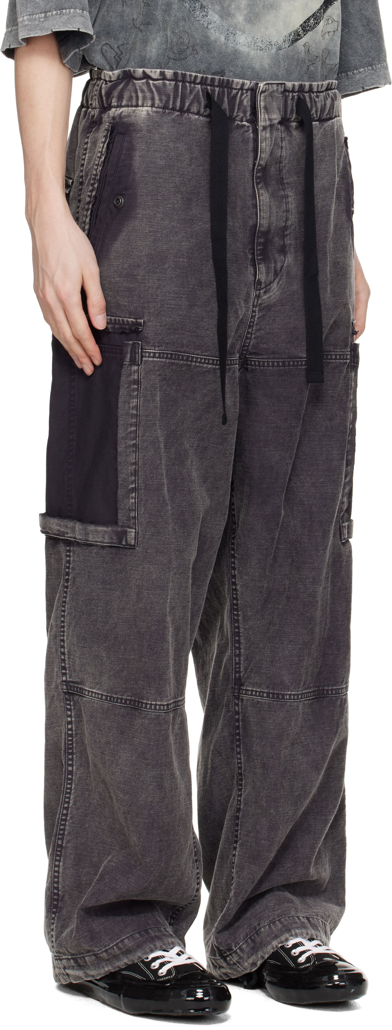 Cargo bukser Maison MIHARA YASUHIRO Maison MIHARA YASUHIRO Cotton Satin Cargo Pants Grå | J14PT172, 1