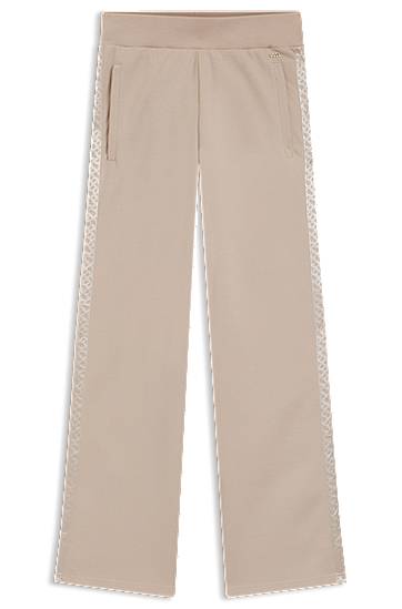 Joggingbukser BOSS Piqué Jersey Tracksuit Bottoms with Monogram Tape Beige | 50545655