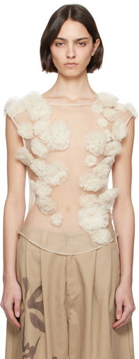 Collina Strada Meadow Path Floral Appliquéd Tulle Tank Top