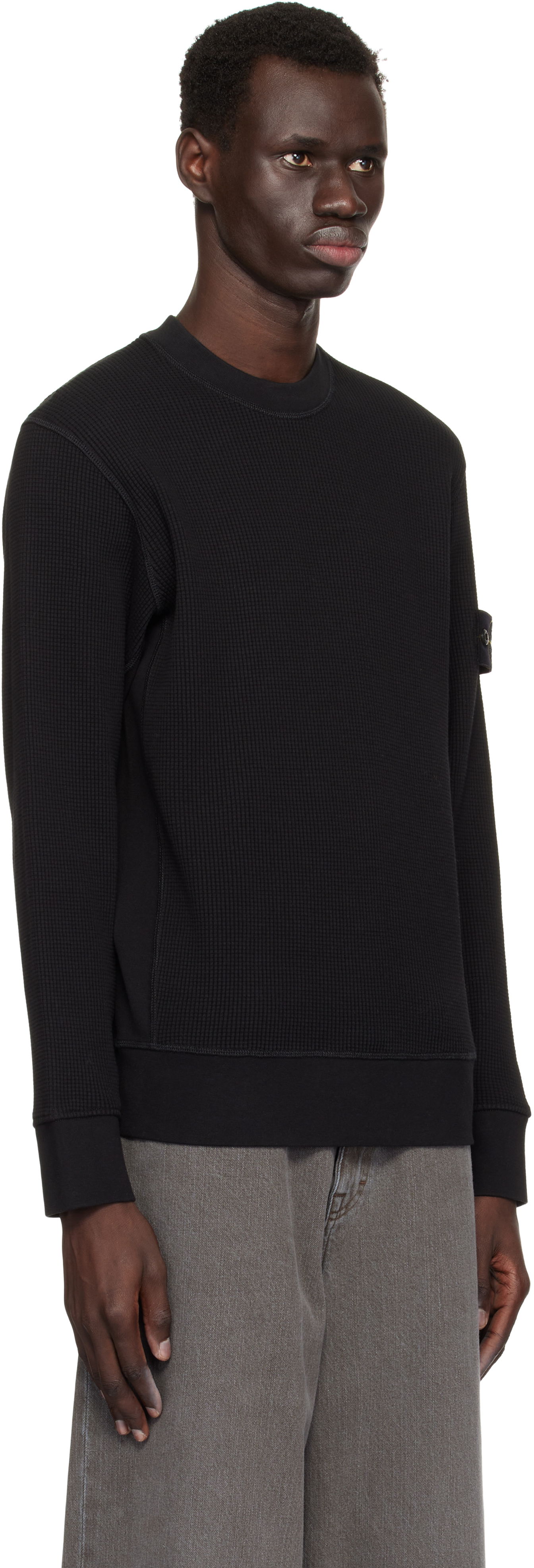 Sweater Stone Island Stone Island Waffle Fleece Sweatshirt Sort | K1S15 6100008 S0044, 1