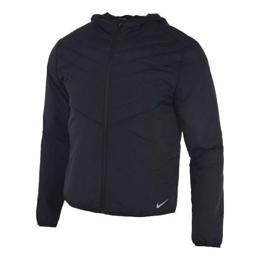 Puffer jakke Nike Hooded Running Jacket Sort | CU5390-010