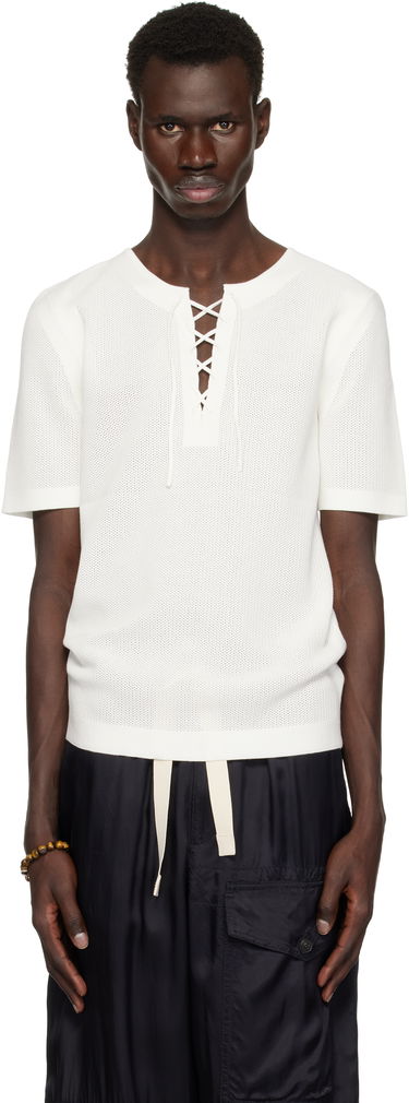 T-shirt Dries Van Noten Dries Van Noten Knit Lace-Up T-Shirt Hvid | 251-021201-1701, 0
