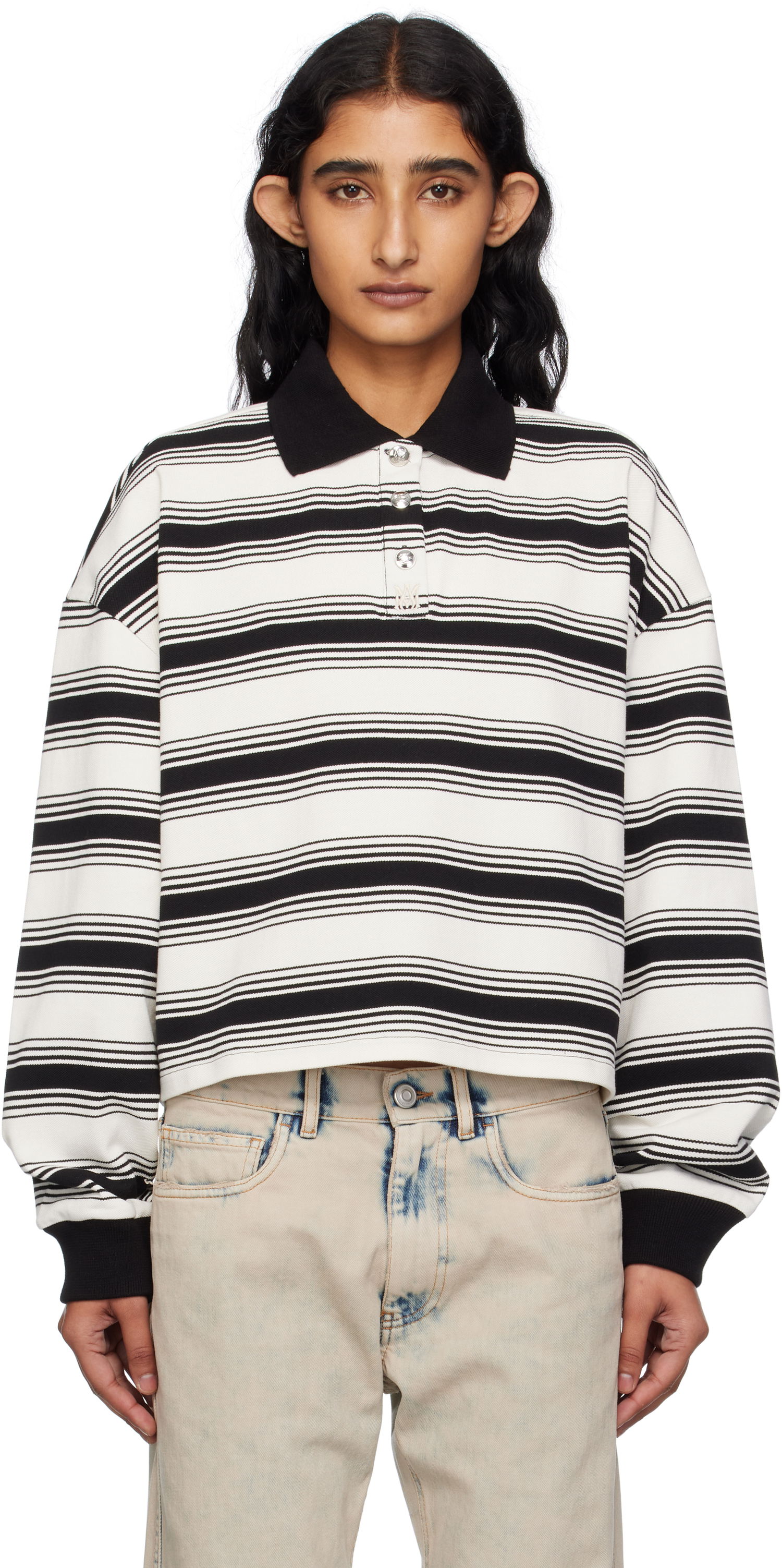 Polo skjorte AMIRI AMIRI MA Stripe Oversized Polo Hvid | AWJYPO1008, 0