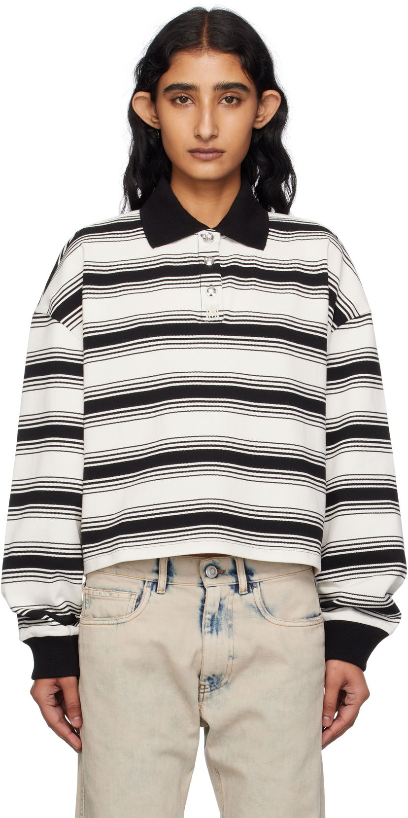 Polo skjorte AMIRI AMIRI MA Stripe Oversized Polo Hvid | AWJYPO1008