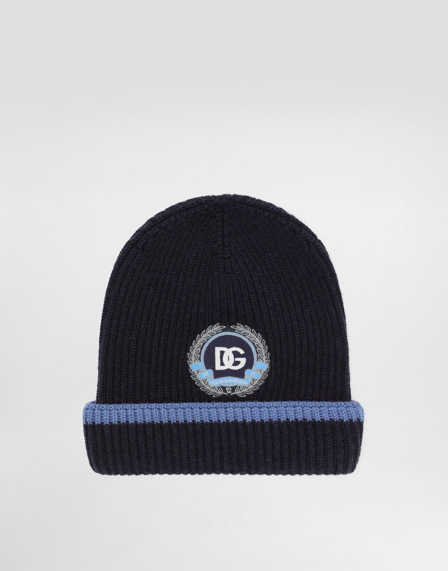 Beanie Dolce & Gabbana Dolce & Gabbana Embroidered Patch Knitted Hat Mørkeblå | LBKH90JDVBLB3895, 0