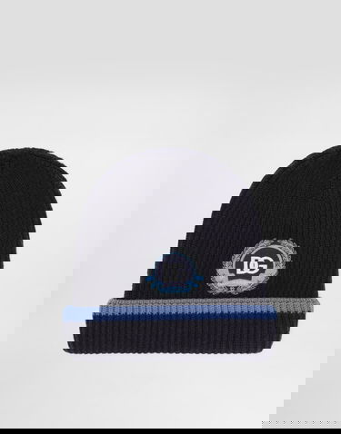 Beanie Dolce & Gabbana Dolce & Gabbana Embroidered Patch Knitted Hat Mørkeblå | LBKH90JDVBLB3895, 0