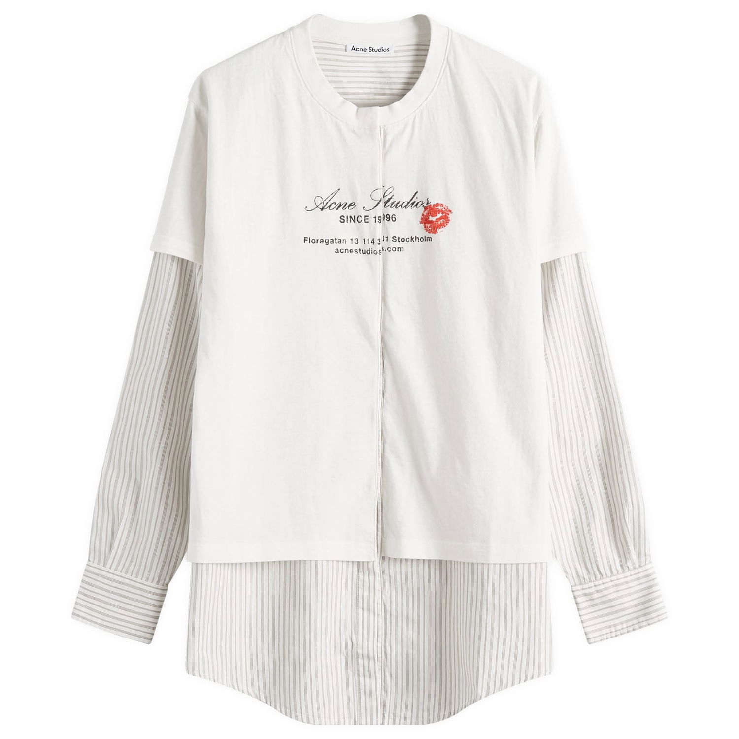 Skjorte Acne Studios Acne Studios Eliah Double Layer T-Shirt, Size Large Hvid | AC0730-AEG, 1