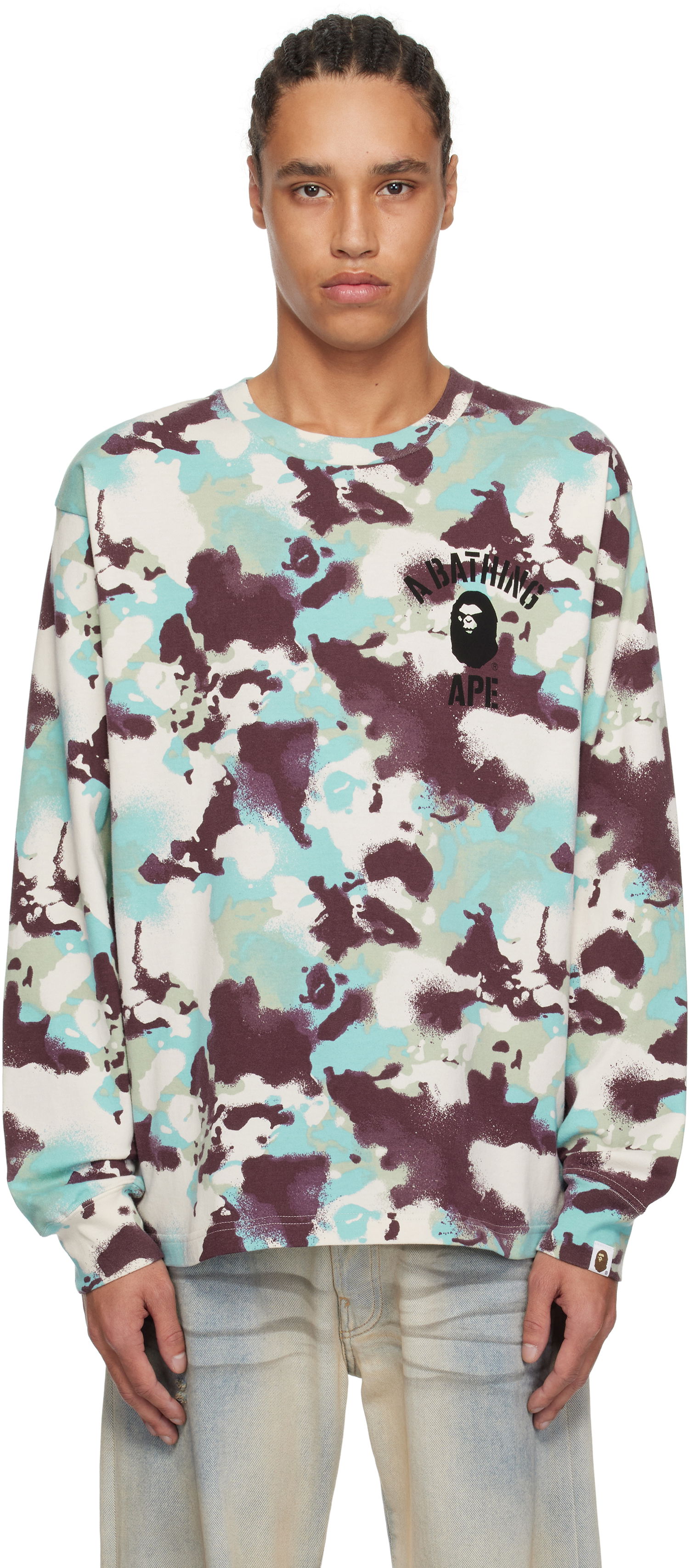 Sweater BAPE A Bathing Ape Map Camo Long Sleeve T-Shirt Flerfarvet | 001LTL301001M, 0
