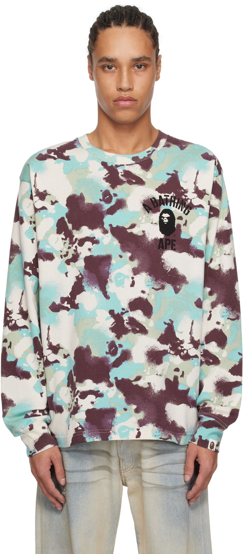 Sweater BAPE A Bathing Ape Map Camo Long Sleeve T-Shirt Flerfarvet | 001LTL301001M