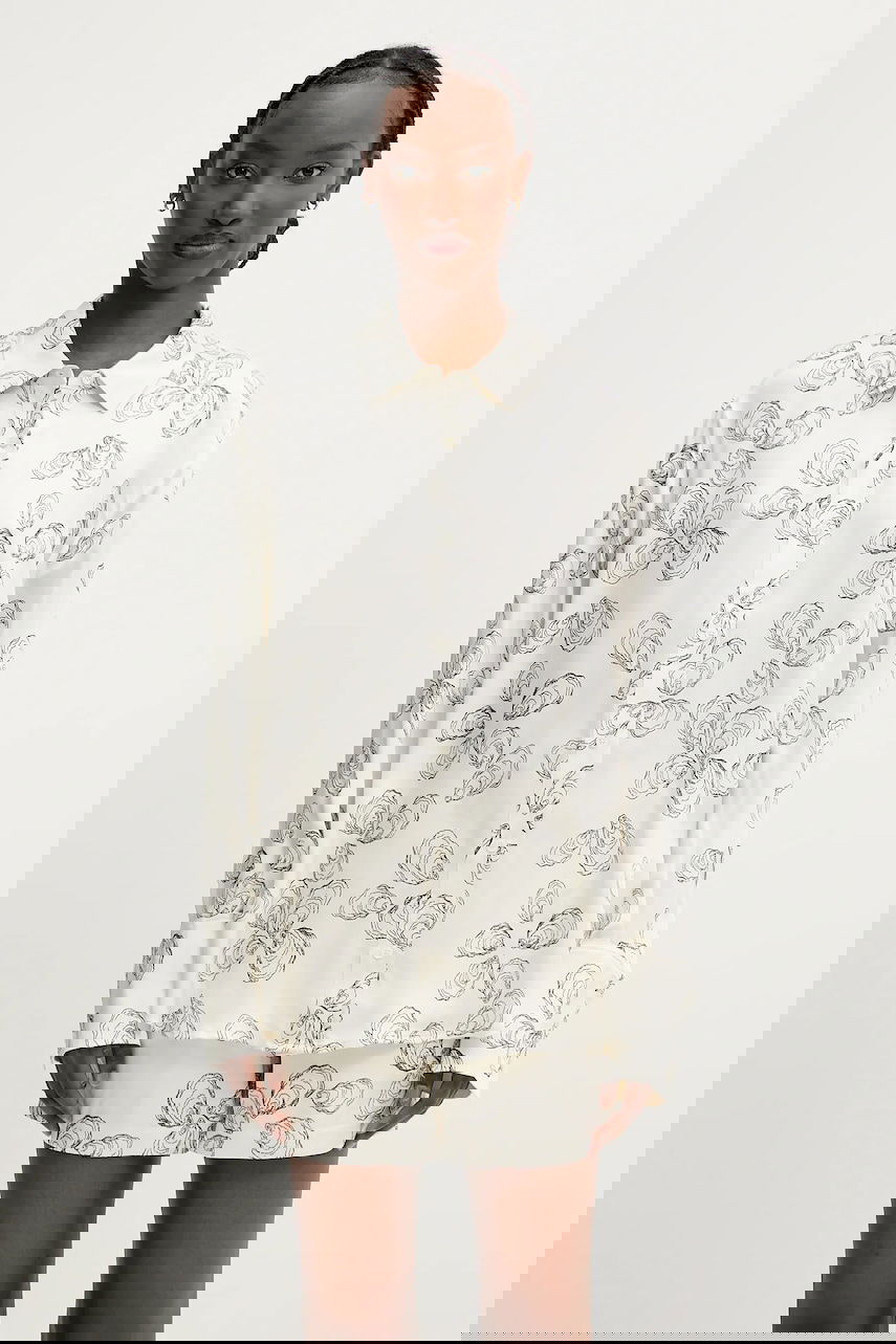 Skjorte Anine Bing Anine Bing Avalon Relaxed Silk Shirt Hvid | A.07.10545, 0