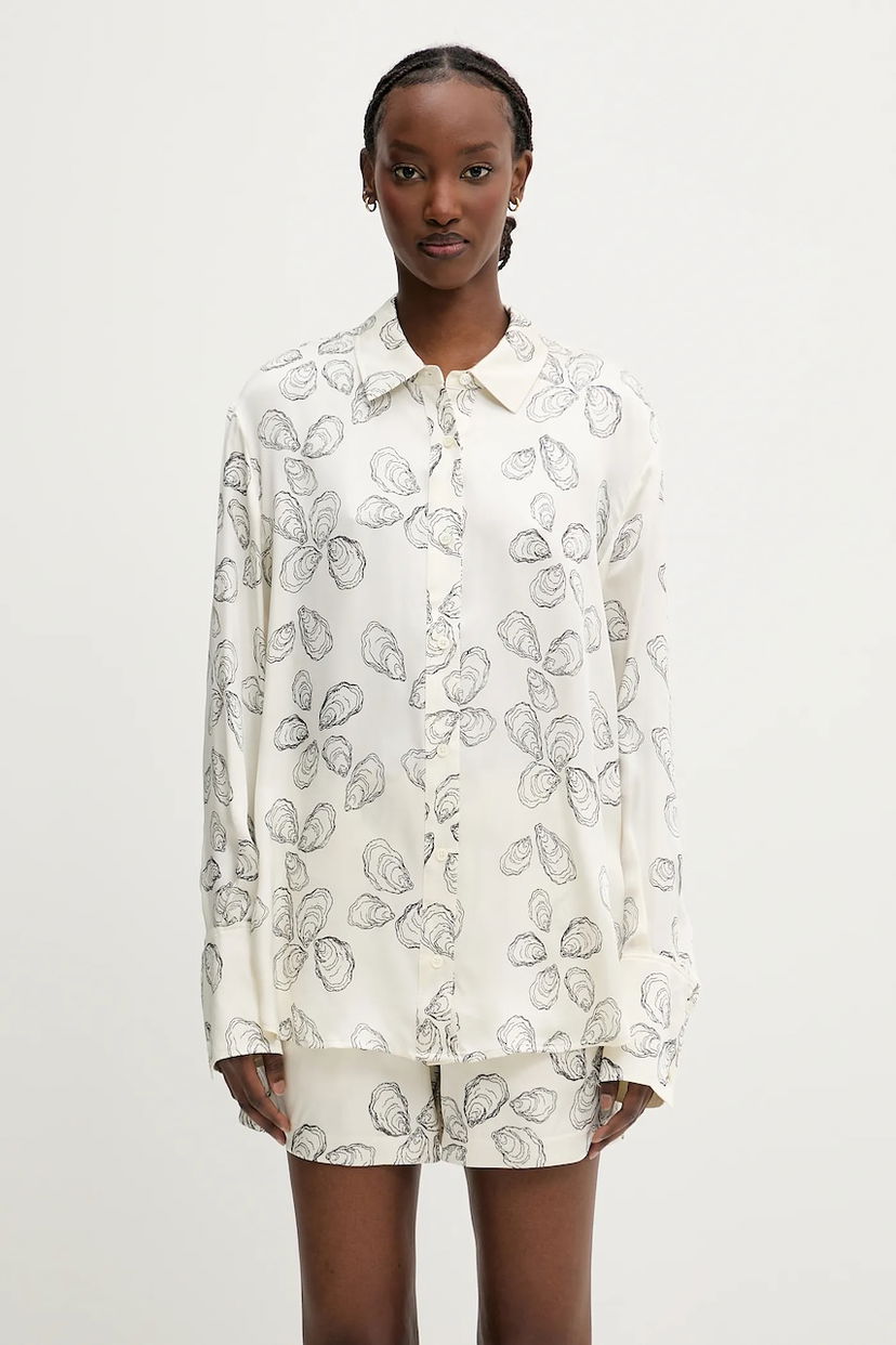 Skjorte Anine Bing Anine Bing Avalon Relaxed Silk Shirt Hvid | A.07.10545