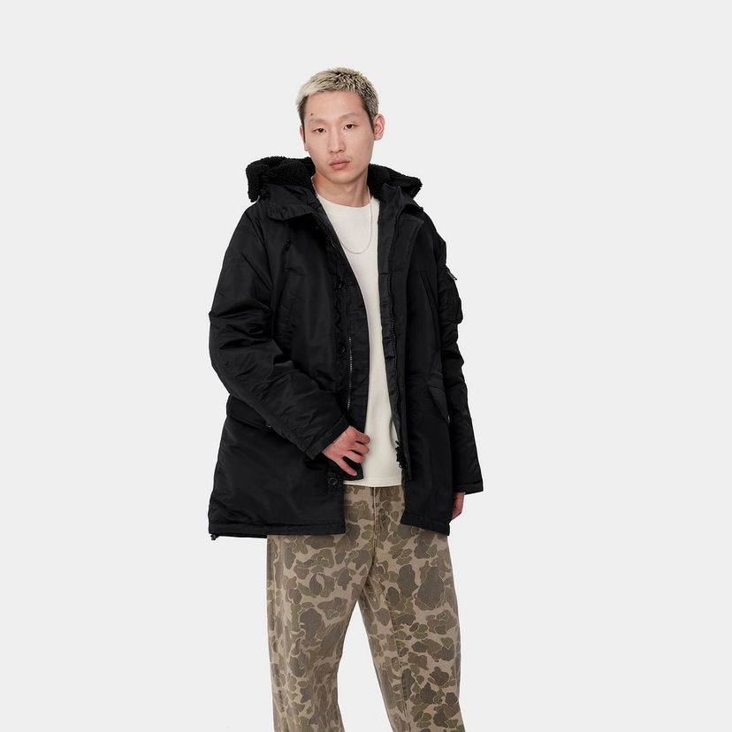 Parka Carhartt WIP Hooded Parka with Faux-Fur Lining Sort | I033929_9