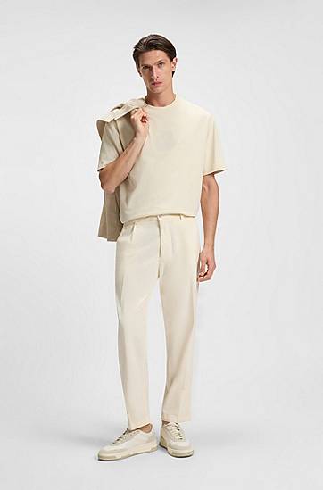 T-shirt BOSS Peached-cotton T-shirt with Double B monogram Beige | 50549112, 1