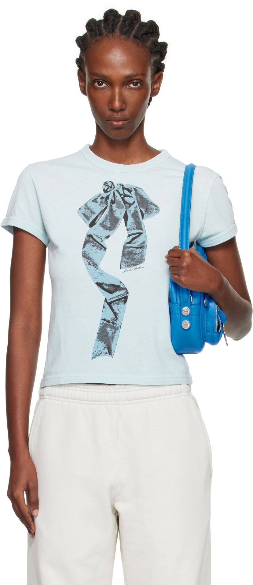 T-shirt Acne Studios Acne Studios Print Bow T-Shirt Blå | AL0497-