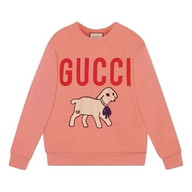 Sweater Gucci Gucci Oversize Sweatshirt With Lamb Patch Lyserød | 469250-XJBUE-5774
