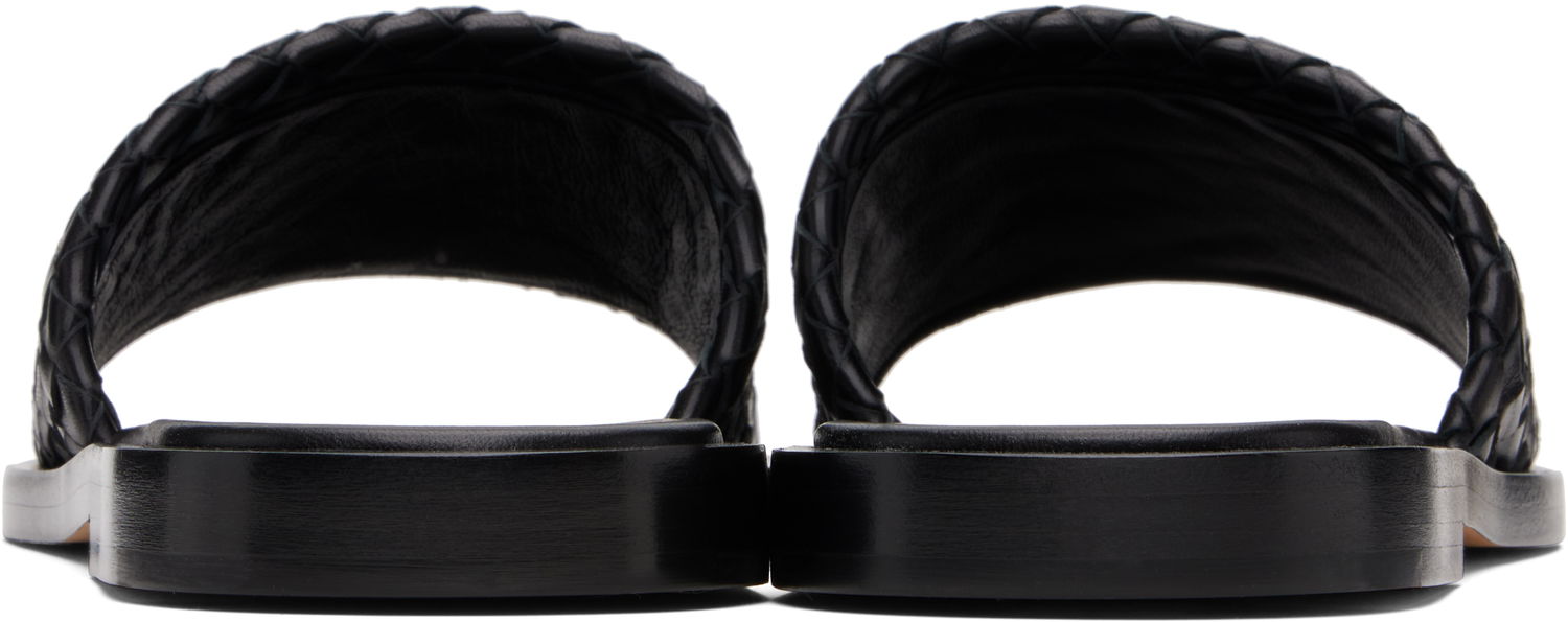 Sneakers og sko Bottega Veneta Bottega Veneta Elio Woven Leather Slides Sort | 838348V2ED01000, 1