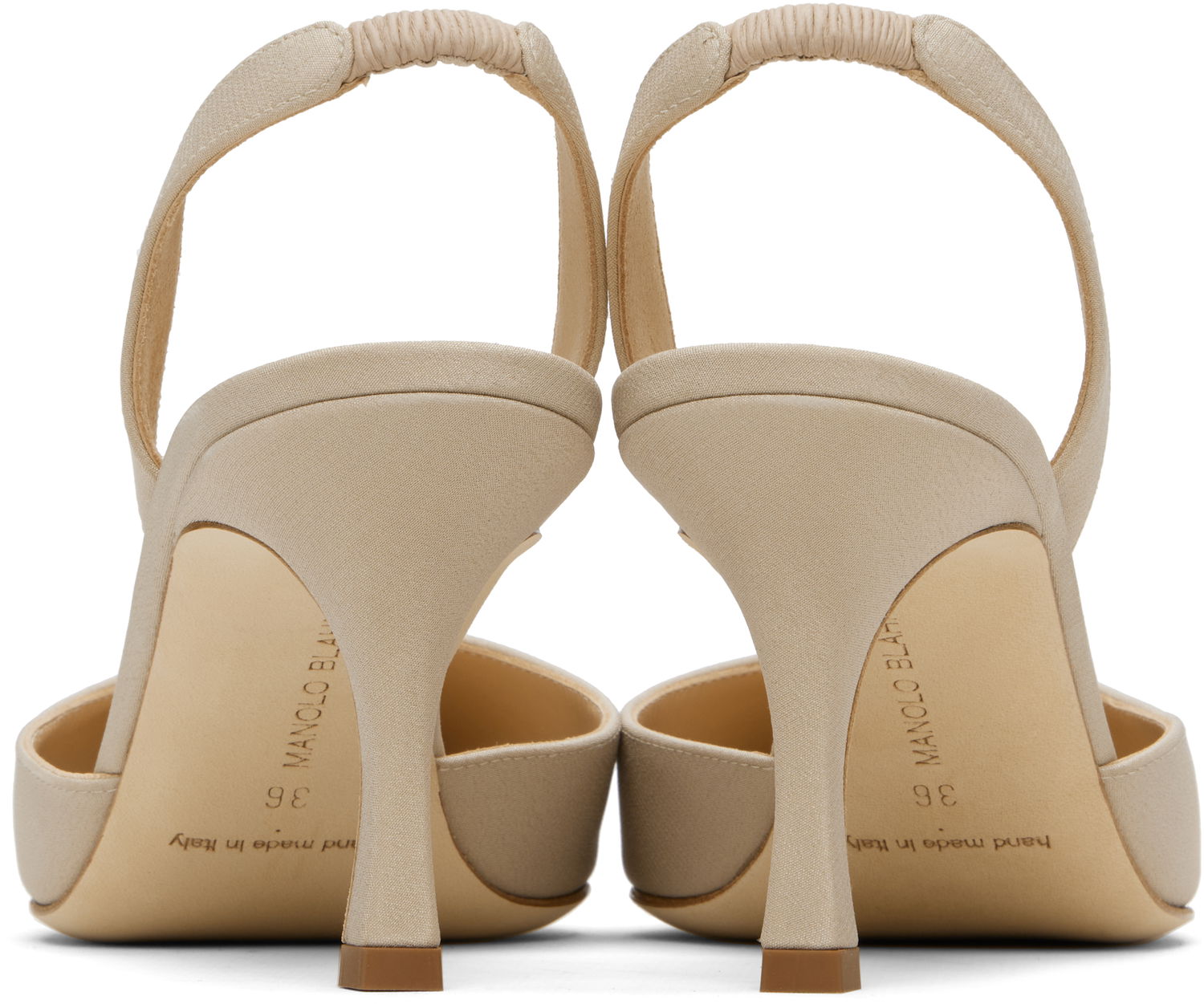 Tilbehør Manolo Blahnik Manolo Blahnik Carolyne 70 Slingback Heeled Sandals Beige | 225-1891, 1