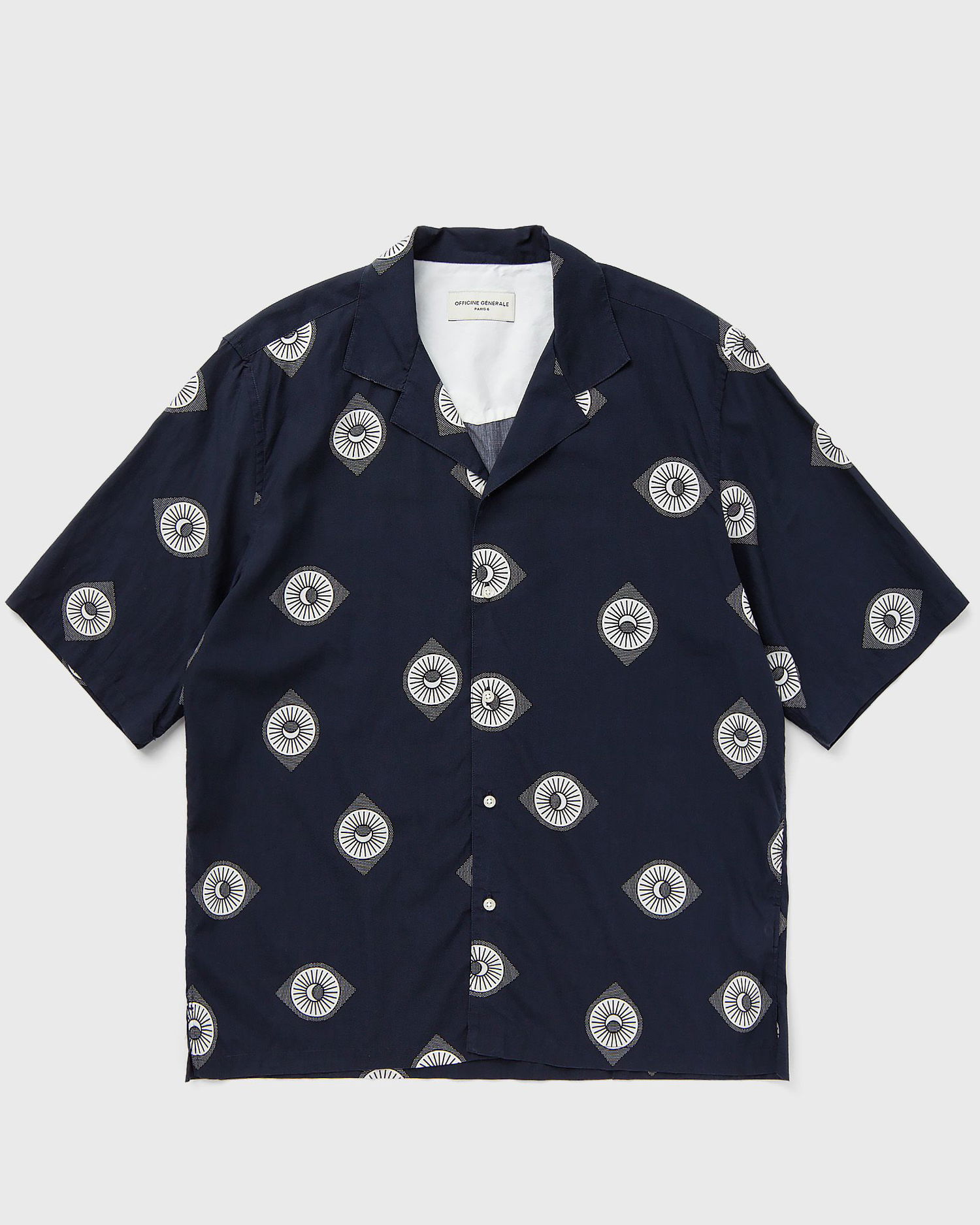 Skjorte Officine Générale EREN SS ITL CLY CO EYES PRINT Sort | S24MSHI028, 0