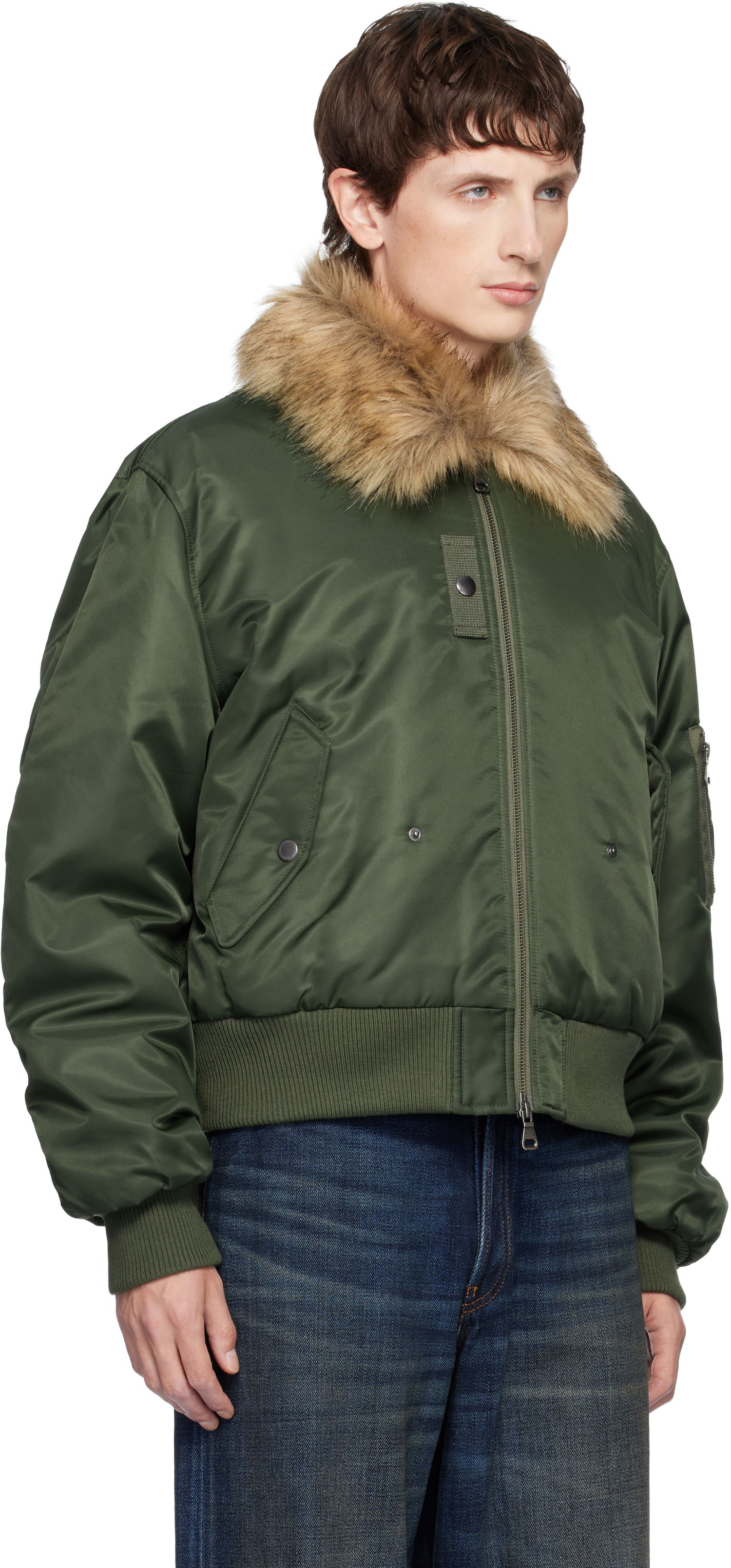Bomberjakke Andersson Bell Fur Collar MA-1 Bomber Jacket Grøn | awa737u, 1