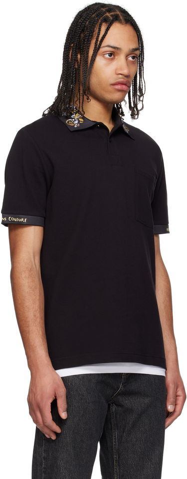 Polo skjorte Versace Versace Jeans Couture Baroque Collar Polo Hvid | E78GAGT04_ECJ01T, 4