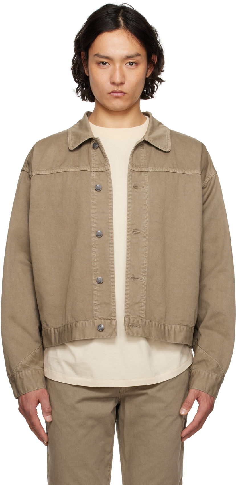 Jakke The Row The Row Marcus Cropped Canvas Jacket Brun | 890-W3723