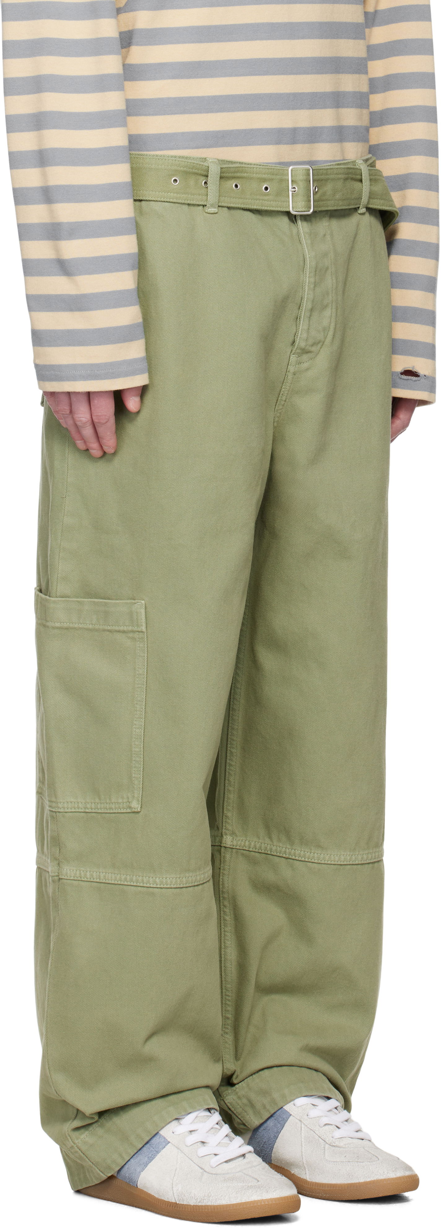 Cargo bukser MAISON KITSUNÉ Belted Utility Denim Cargo Pants Grøn | OM01104WD4012, 1
