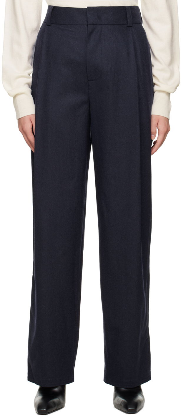 Bukser We11done Wide-Leg Trousers Mørkeblå | WD-PT3-22-246-W-NV