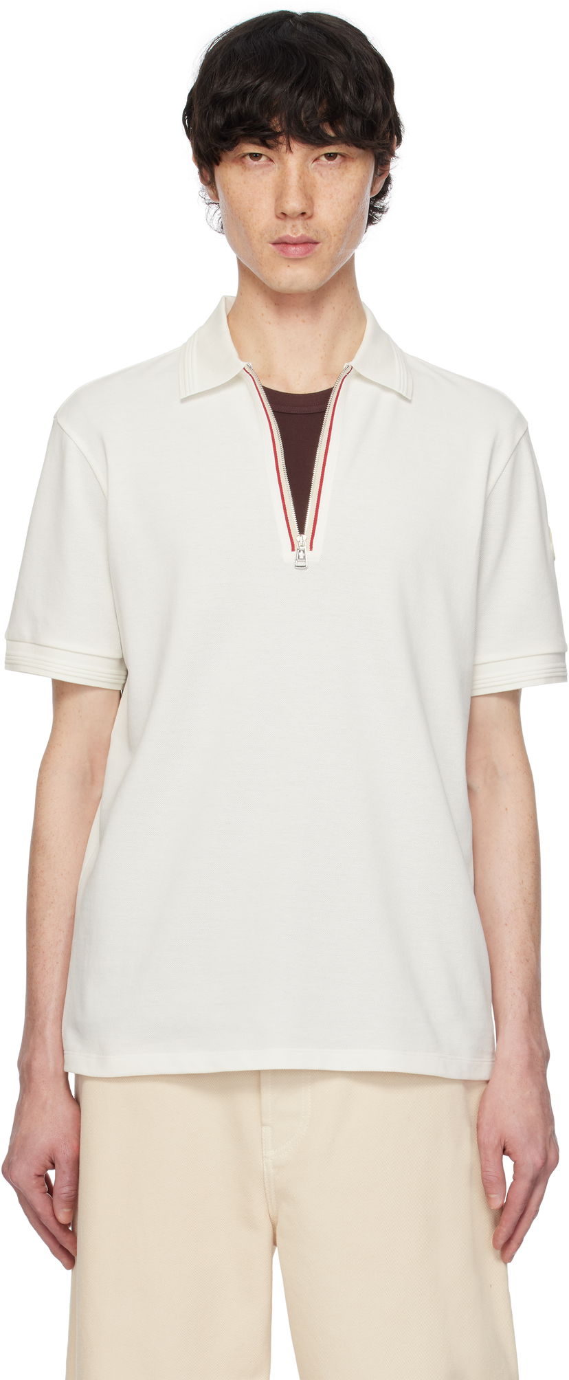 Polo skjorte Moncler Moncler Archivio Short Sleeve Polo Hvid | K10918A0000289A16