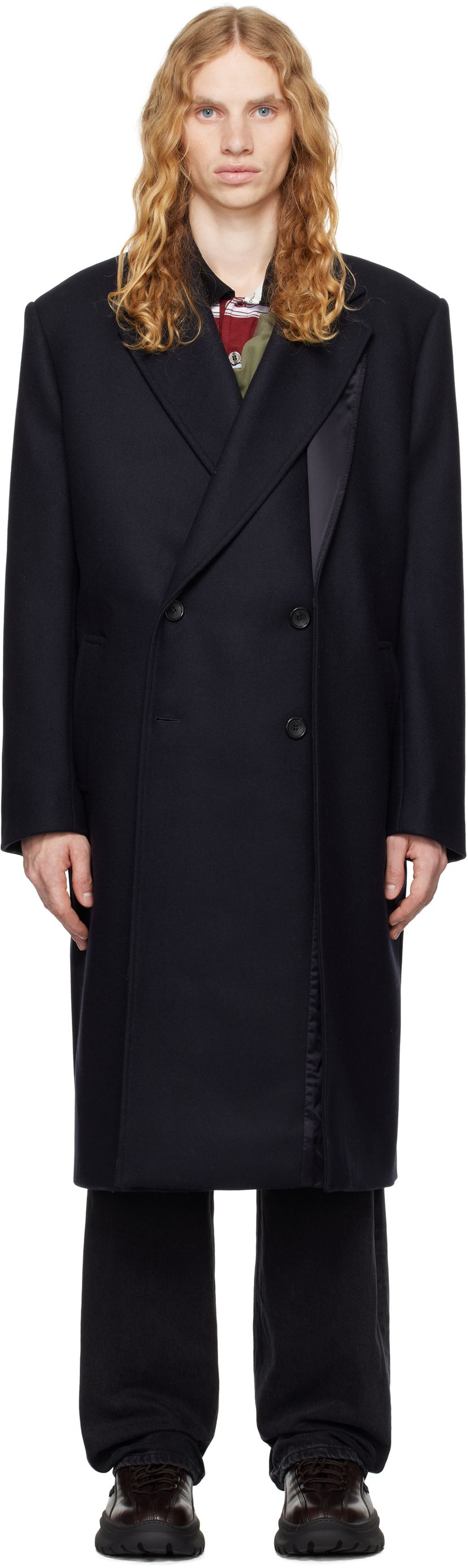 Frakker Y/PROJECT Double Front Coat Blå | 201CO006