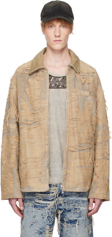 Jakke Diesel Diesel D-Ivar-Fsg Distressed Denim Jacket Beige | A18111-007AZ-33S, 0
