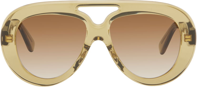 Solbriller Loewe Round Spoiler Aviator Sunglasses Beige | LW40144U 192337178948