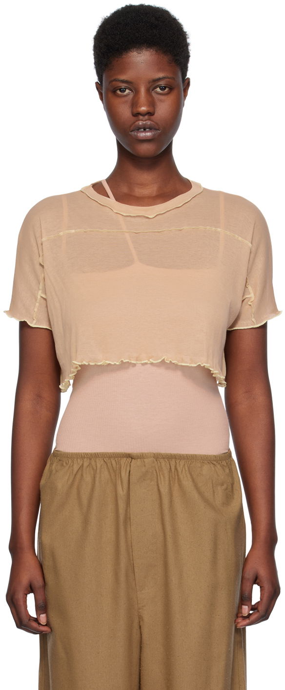 Crop top Baserange Crop T-Shirt Sun Beige | TOSC-CG-SP24