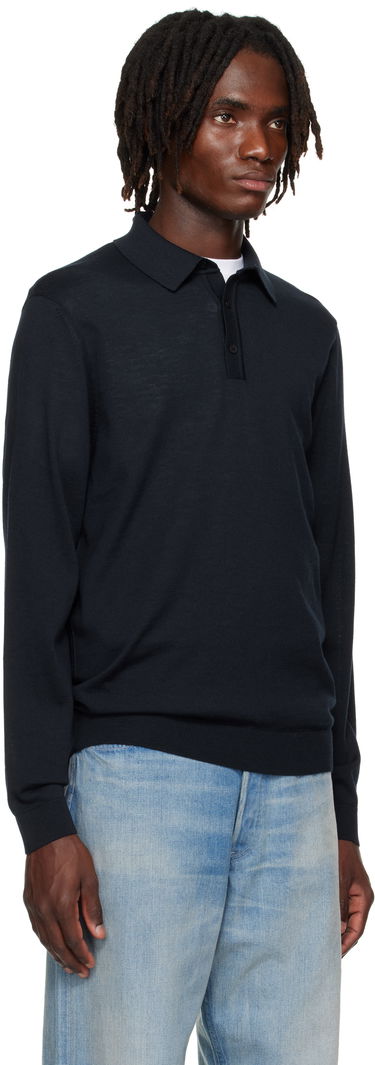 Polo skjorte BOSS Long-Sleeved Virgin Wool Polo Sweater Sort | 50476355, 2