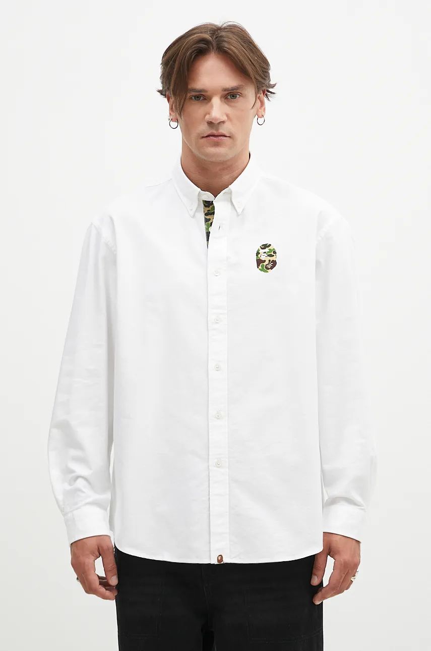 Skjorte BAPE Camo One Point Relaxed Fit Shirt Hvid | 1K80131008, 0