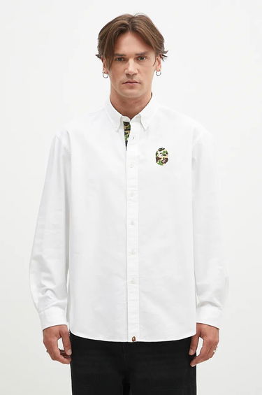 Skjorte BAPE Camo One Point Relaxed Fit Shirt Hvid | 1K80131008, 0
