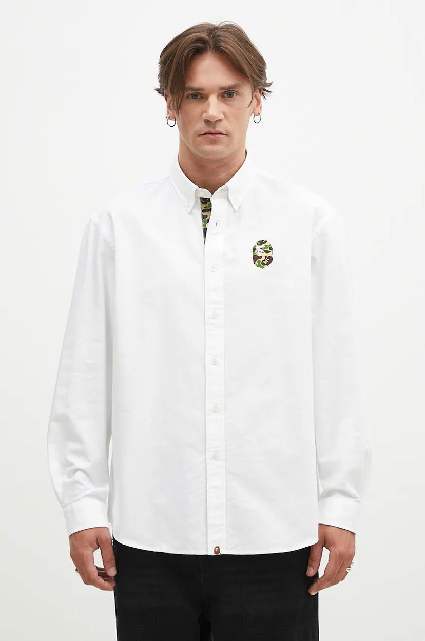 Skjorte BAPE Camo One Point Relaxed Fit Shirt Hvid | 1K80131008