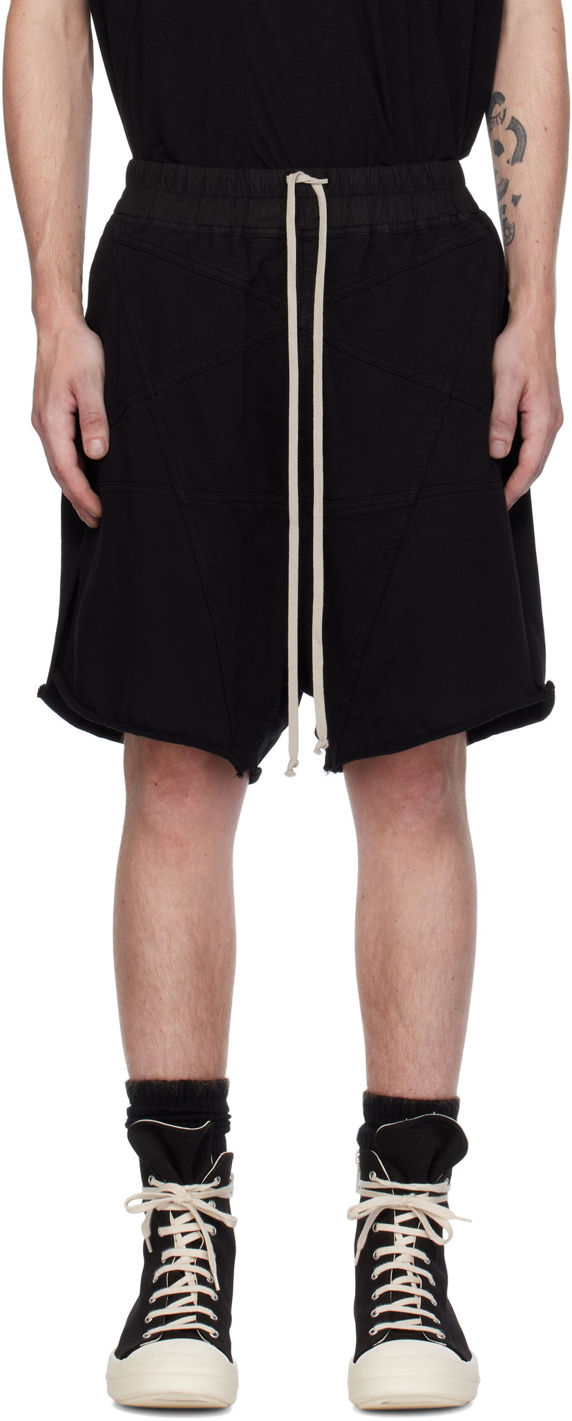 Shorts Rick Owens Porterville Jersey Trucker Shorts Sort | DU02D2388 RIGET1
